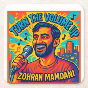 Turn the Volume up  Square Paper Coaster