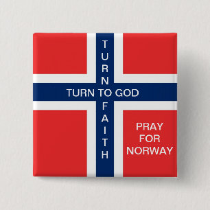 TURN TO GOD TURN TO FAITH PRAY FOR NORWAY 15 CM SQUARE BADGE