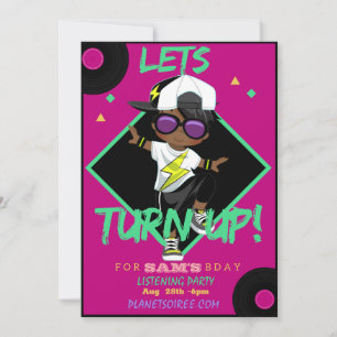 Turn up Birthday Party Invitation Card (Boy)