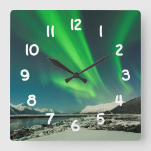Turnagain Arm Aurora Square Wall Clock