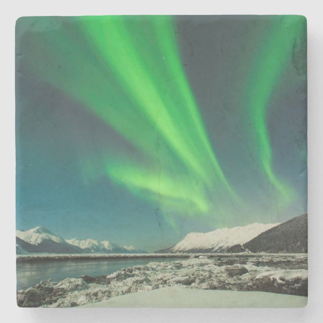 Turnagain Arm Aurora Stone Coaster (Front)