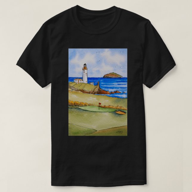 Turnberry Lighthouse and Ailsa Craig T-Shirt (Design Front)