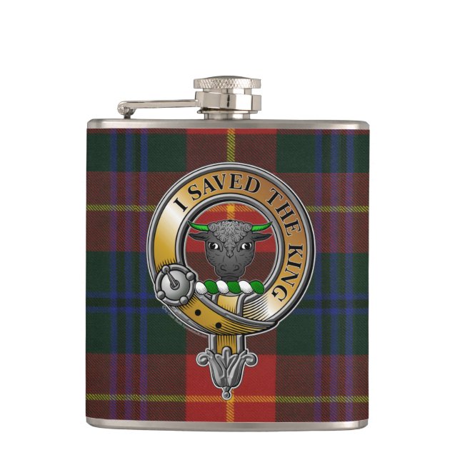 Turnbull Tartan & Badge Hip Flask (Front)
