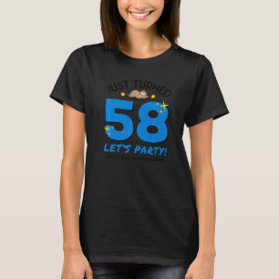 Turned 58 Party Take Nap Funny 58th Birthday Sloth T-Shirt
