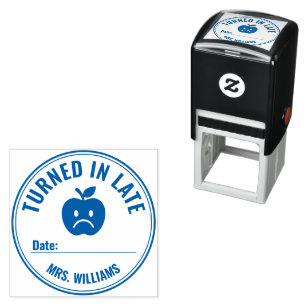 Turned In Late Teacher Student Feedback Sad Face Self-inking Stamp