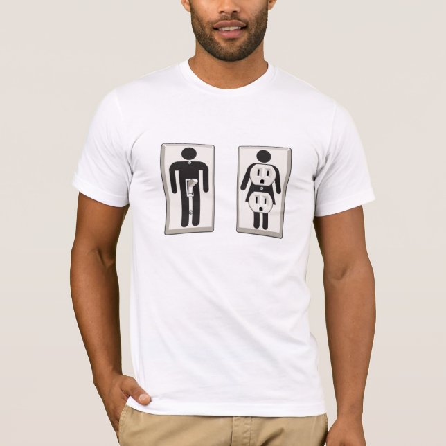 Turned On Male and Female Switch and Socket T-Shirt (Front)