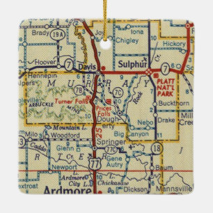 Turner Falls OK Vintage Map Ceramic Ornament