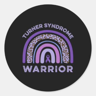 Turner Syndrome Warrior Rainbow Purple Ribbon Supp Classic Round Sticker