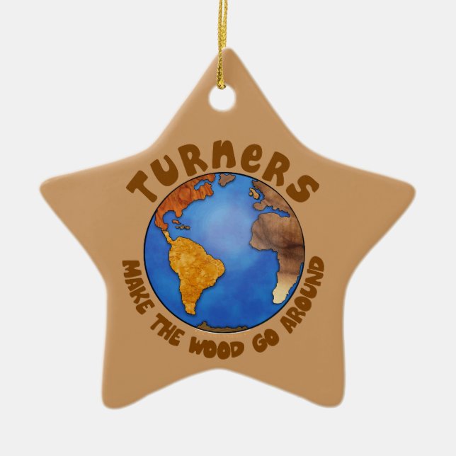 Turners Globe Funny Woodturning Earth Ceramic Tree Decoration (Front)