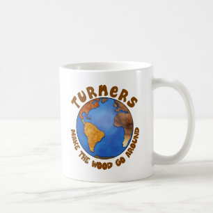 Turners Globe Funny Woodturning Earth Coffee Mug