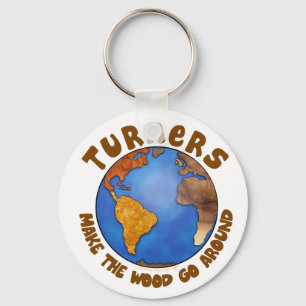 Turners Globe Funny Woodturning Earth Key Ring