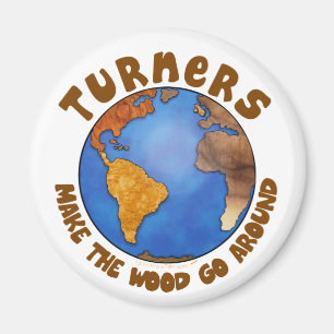 Turners Globe Funny Woodturning Earth Magnet