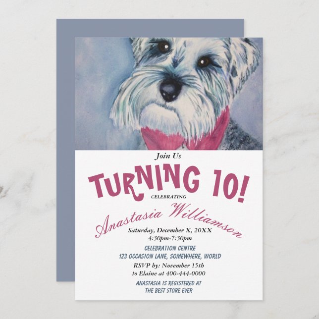 TURNING 10 BIRTHDAY PARTY INVITE (Front/Back)