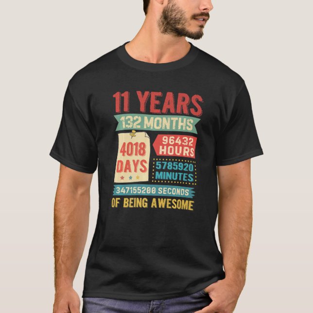 Turning 11 Years Old 11th Birthday Decorations Bda T-Shirt (Front)