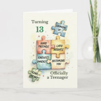 Turning 13 Birthday Growing Up Puzzle Pieces