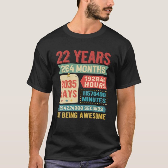 Turning 22 Years Old 22Nd Birthday Decorations Bda T-Shirt (Front)