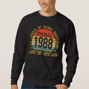 Turning 35 Birthday Decorations Men 35th BDay 1988 Sweatshirt