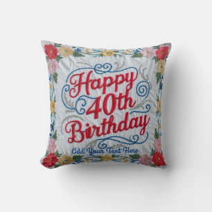 Turning 40 in Style: Elegant Birthday Throw Pillow