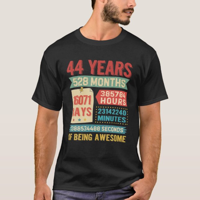Turning 44 Years Old 44Th Birthday Decorations Bda T-Shirt (Front)