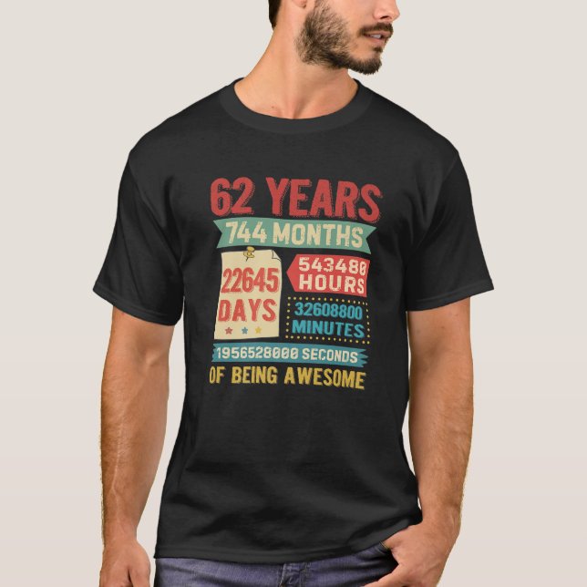 Turning 62 Years Old 62Nd Birthday Decorations Bda T-Shirt (Front)