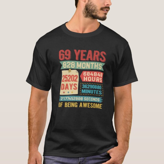 Turning 69 Years Old 69Th Birthday Decorations Bda T-Shirt (Front)
