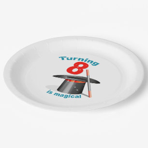 Turning 8 is Magical 8th Birthday Paper Plate