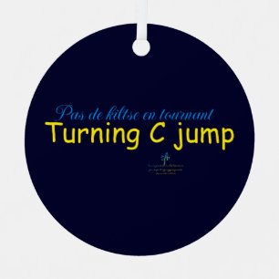 Turning C Jump Navy w/Ukrainian Bl. and Yel. Round Metal Tree Decoration