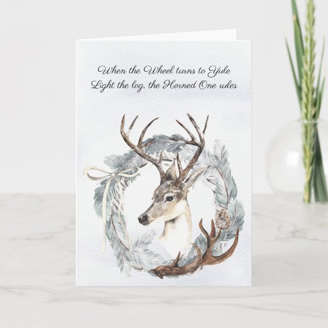 Turning of the Wheel Deer Yule Greeting Card (Front)