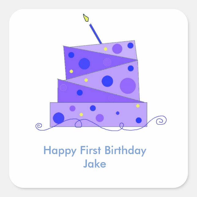 Turning One Birthday Cake Square Sticker (Front)