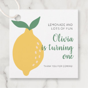 Turning One Yellow Lemon 1st Birthday Favour Tags