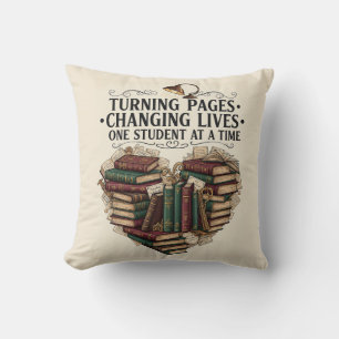 Turning Pages Changing Lives   Teacher Book Heart  Cushion