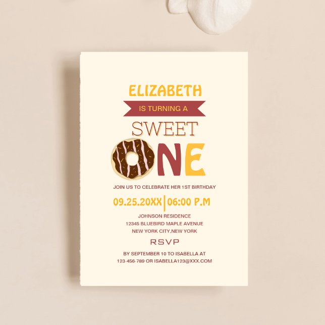 turning sweet one  doughnut colourful kid's birthd invitation (Creator Uploaded)
