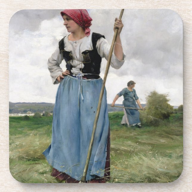 Turning the Hay (oil on canvas) Coaster (Front)