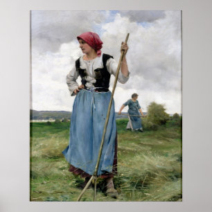 Turning the Hay (oil on canvas) Poster