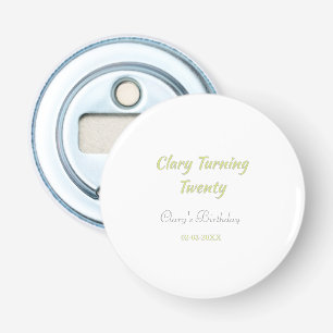 Turning twenty birthday green grey pastel retro bottle opener