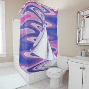 Turning waves shower curtain