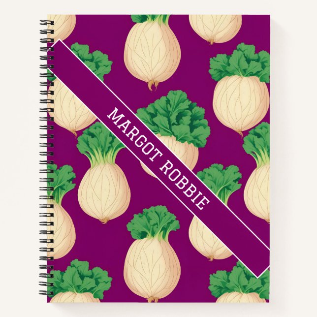 Turnip Retro Colourful Personalised Pattern Notebook (Front)