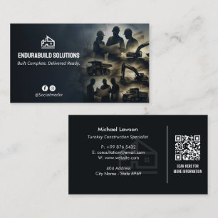 Turnkey Construction Services   Minimalist Black Business Card