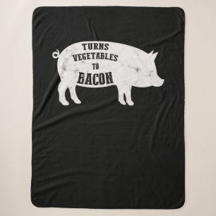 Turns Vegetables To Bacon Funny BBQ Lovers Sherpa Blanket
