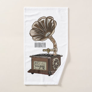 Turntable cartoon illustration  bath towel set