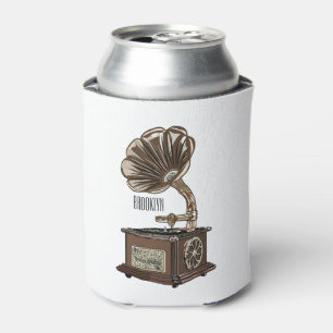 Turntable cartoon illustration  can cooler