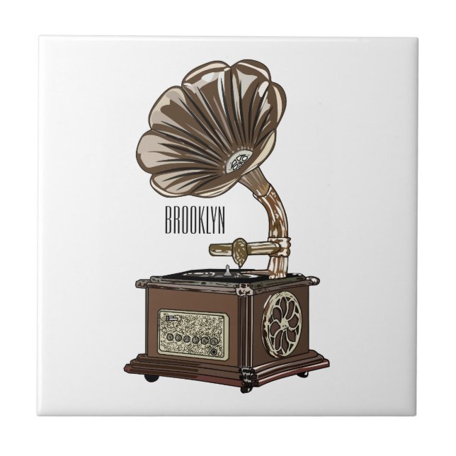 Turntable cartoon illustration  ceramic tile (Front)