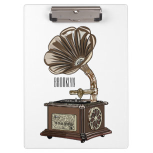 Turntable cartoon illustration  clipboard