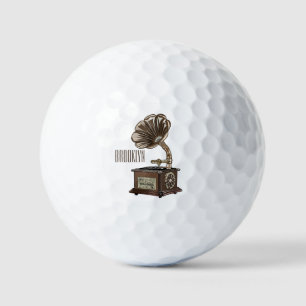 Turntable cartoon illustration golf balls