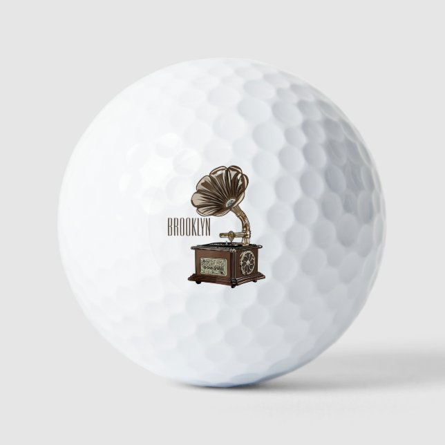 Turntable cartoon illustration  golf balls (Front)