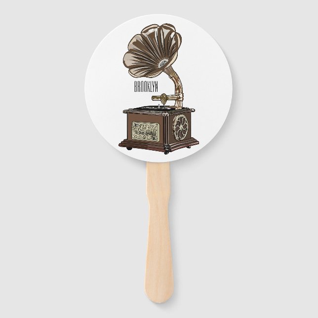 Turntable cartoon illustration  hand fan (Front)