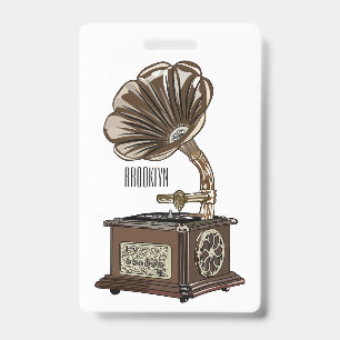 Turntable cartoon illustration  ID badge