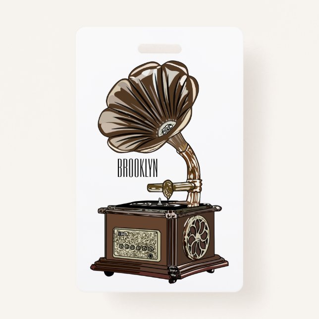 Turntable cartoon illustration  ID badge (Front)