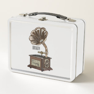 Turntable cartoon illustration  metal lunch box