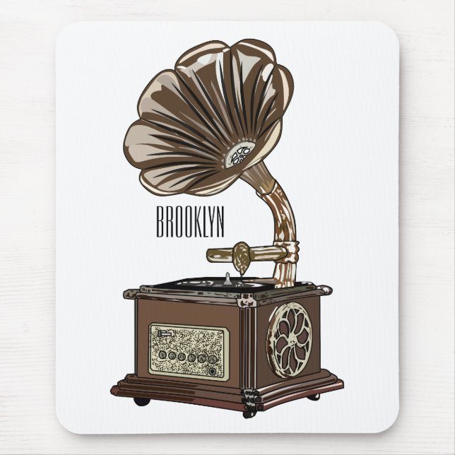 Turntable cartoon illustration  mouse pad (Front)